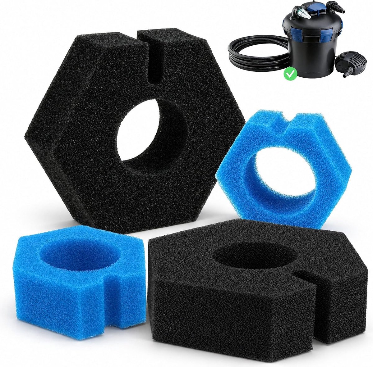 Enhon 4-delige vijverfiltersponzenset, compatibel met Oase-vervangingssets BioPress 6000/8000 en 10000/12000 - ShopVlot