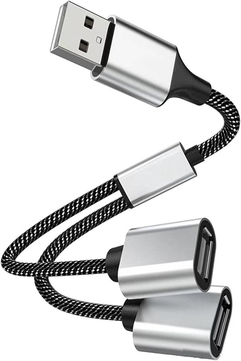 USB Splitter, USB Y Cable, USB A Plug to 2 Ports, Extender, Dual Plug, Adapter Divider, Support Charging and Data - ShopVlot