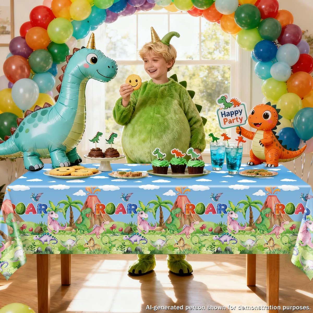4pcs Dinosaur Tablecloths - 130x220cm Dinosaur Pattern Tablecloth Rectangular Dino Table Decoration for Kids Boys Baby - ShopVlot