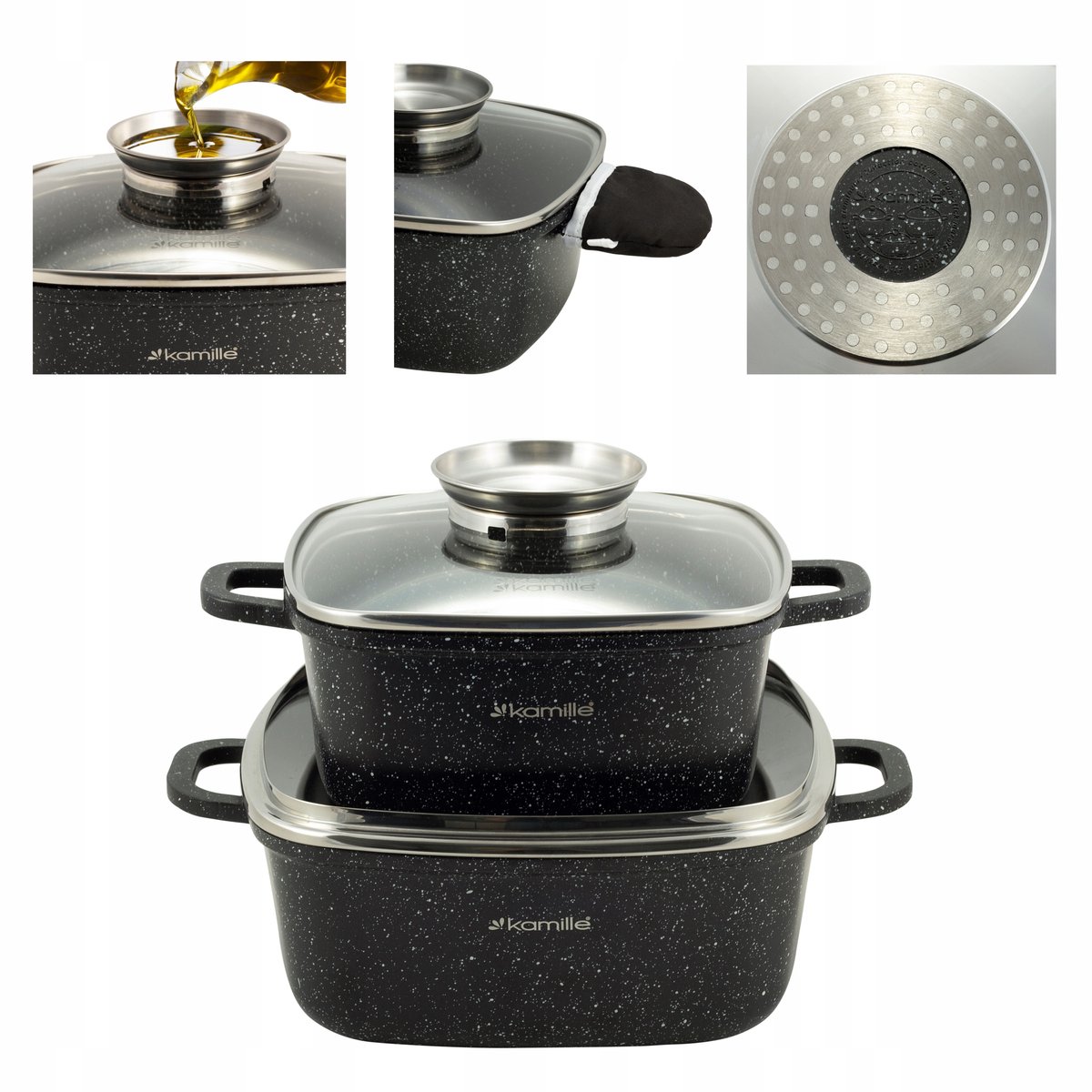 Kamille Marmite Set 4 Delen - Geschikt voor Gas & Inductie