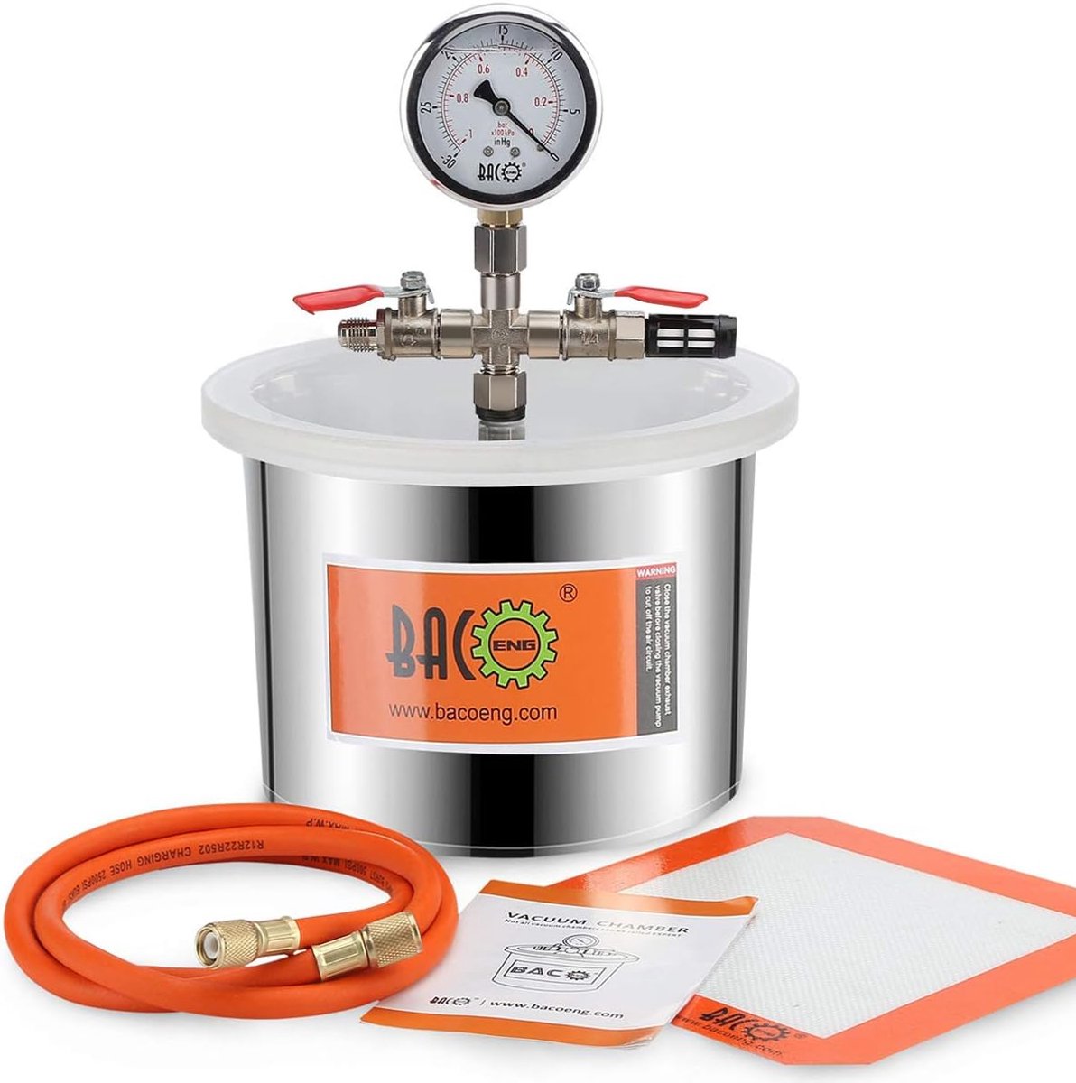 BACOENG 6.8L stainless steel vacuum chamber (height 15cm, diameter 22cm) - ShopVlot