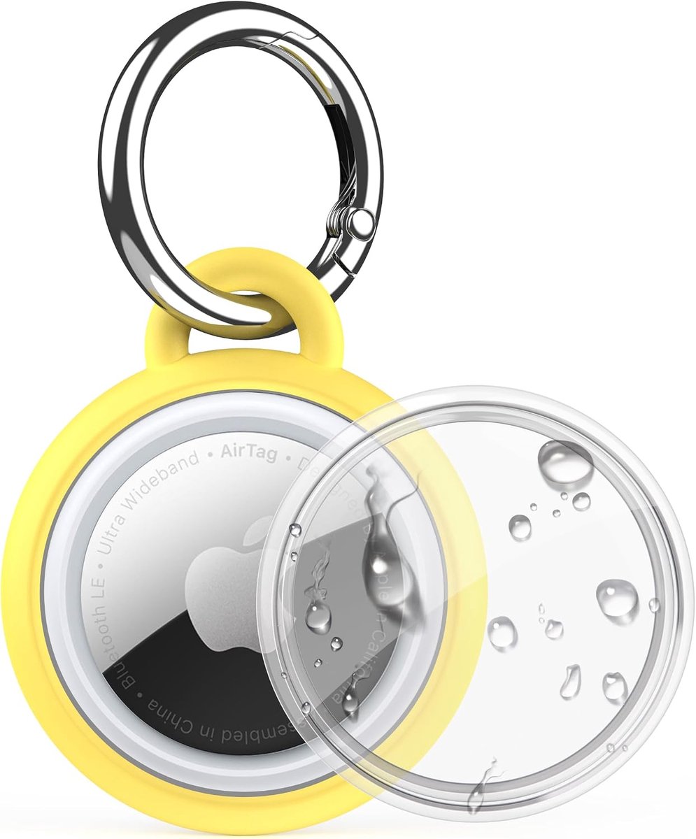 Beschermhoes voor Apple AirTag, waterdichte 2-in-1 case met ring en transparante afdekking, rondom bescherming voor sleutels, rugzak, koffer, halsband voor huisdieren