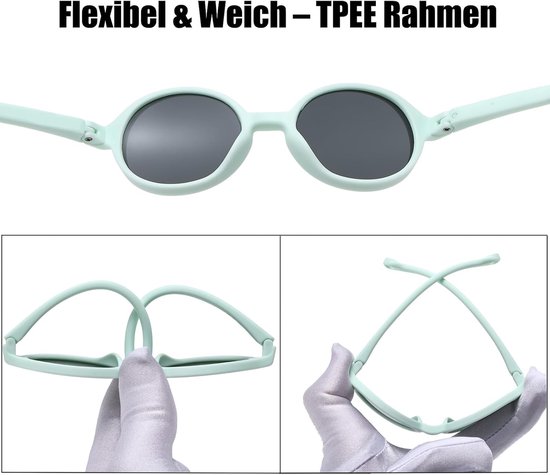 Zonnebril Baby - Kinderzonnebril Peuter - Oogbescherming Zonnig - Gepolariseerd UV400 - 0-36 Maanden - Zwart Grijs — afbeelding 4