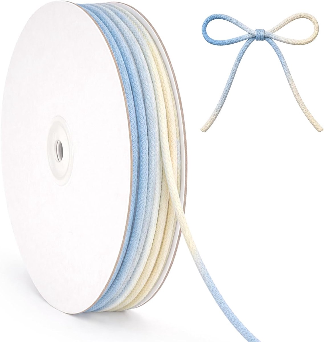Macramé touw 3 mm: 30 m katoenen touw met kleurverloop blauw, beige en wit voor haaktassen, manden, breien, knutselen, knutselen en decoratie