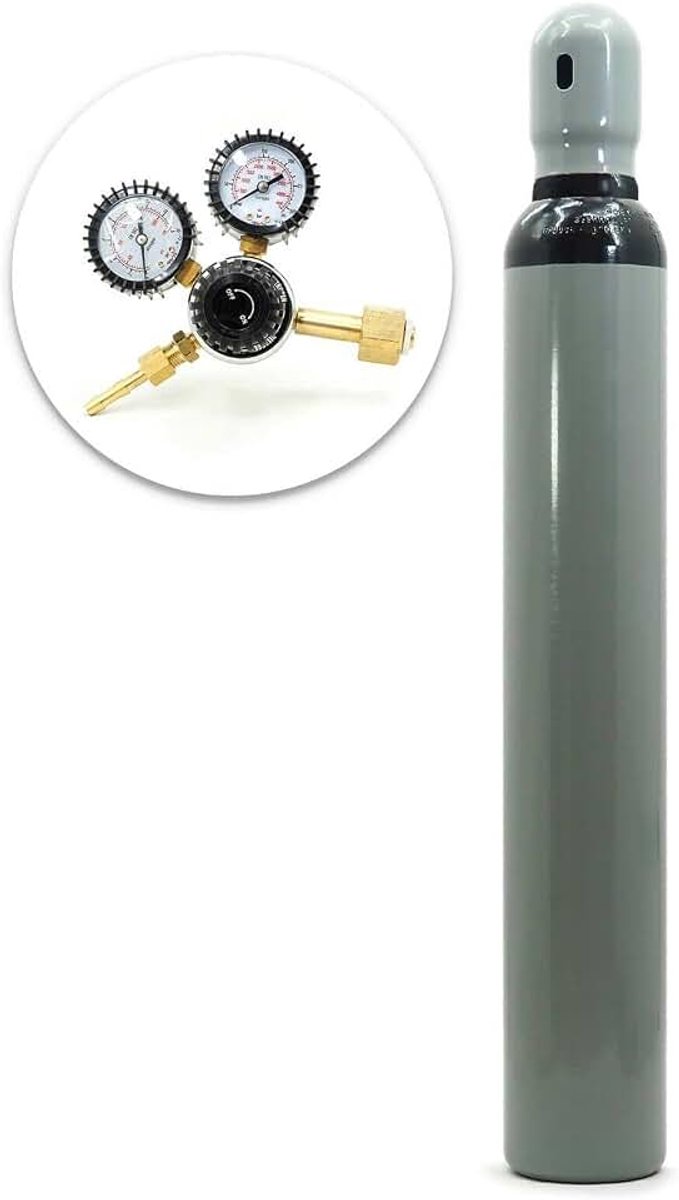 Gasfles 10 liter 1,6m3 Airconditioning Banden oppompen + Drukregelaar