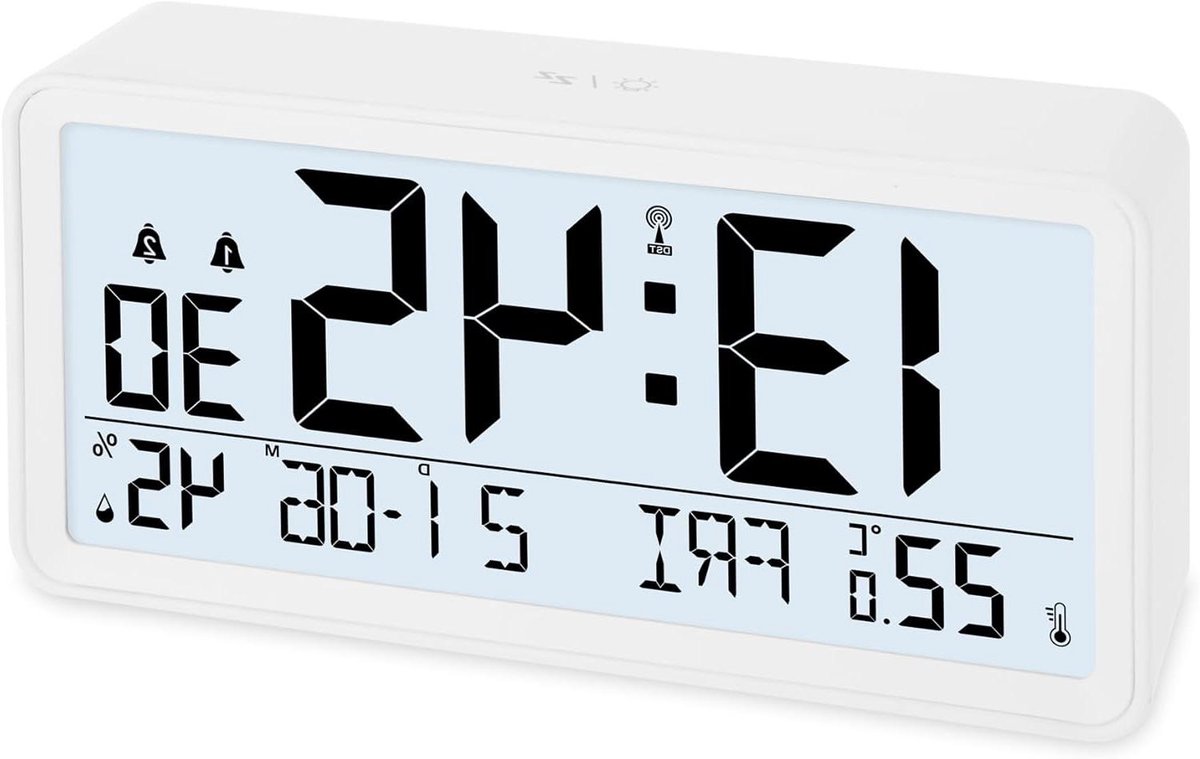 Digitale Radioklok - Tafelklok Wekker - Tijdweergave - XXL Cijfers - 187 cm - Wit
