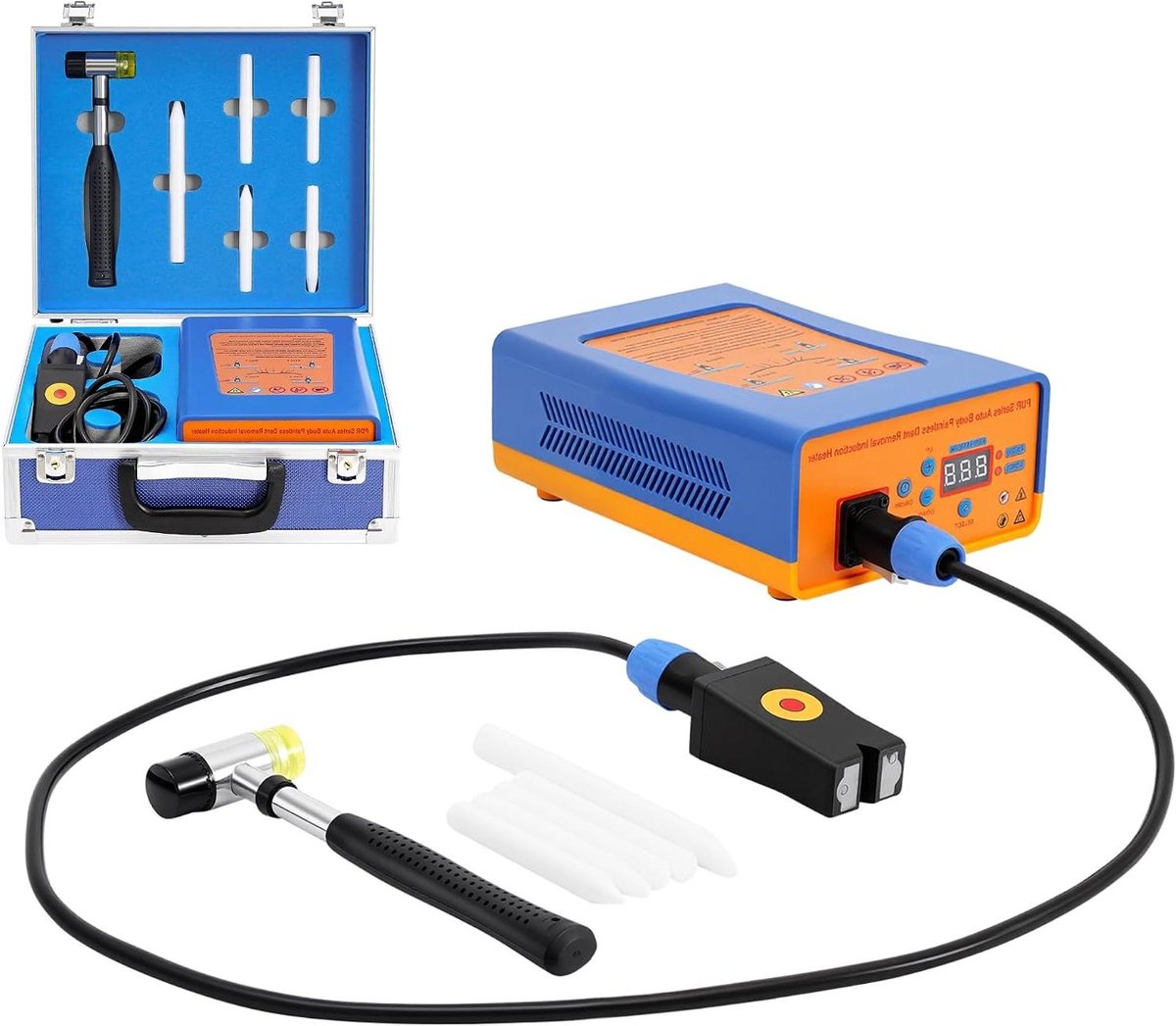 Inductiekookapparaat Auto - Magnetische Kachel Hotbox - Deuk Repareren - Externe Inductieverwarming - 138 kW - Blauw Oranje