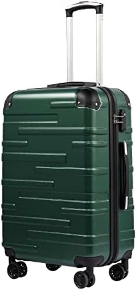 Reiskoffer hardshell koffer Grote Inchecken Uitbreidbare Koffer Bagage Lichtgewicht Reiskoffer incl. TSA-slot trolley bagage rolkoffer 4 wielen ABS harde schaal (Donkergroen, 77cm-93L)
