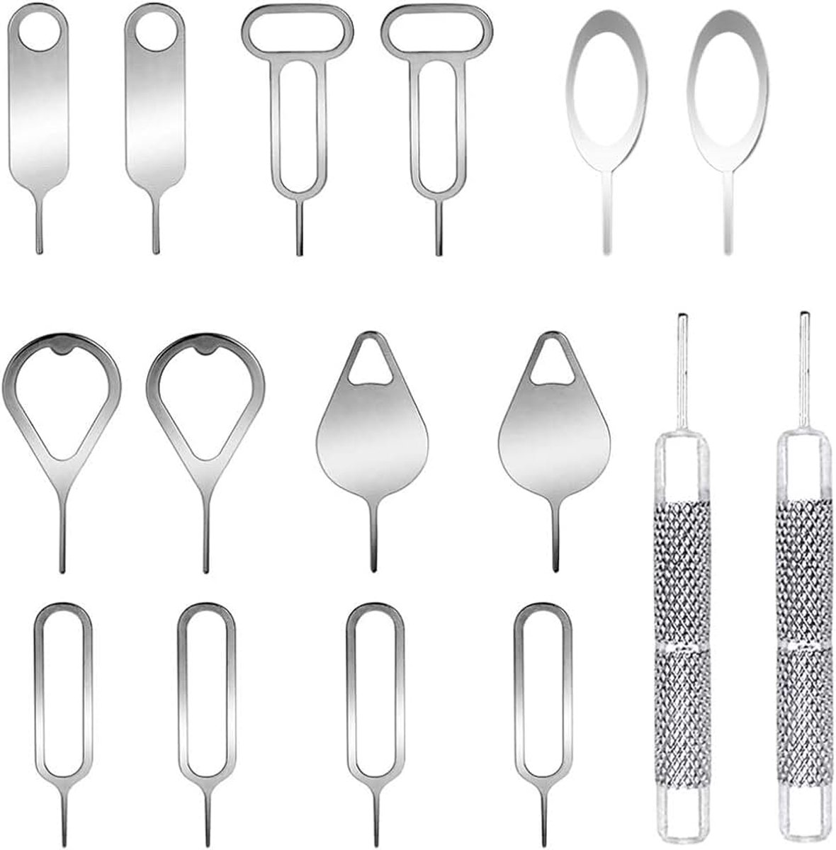 16 Stuks Sim kaart Verwijdering Opening Tool Lade Eject Pins Naaldopener Ejector Compatibel met Alle iPhone Apple iPad HTC Samsung Galaxy Mobiele Telefoon Smartphone Watchchain Link Remover