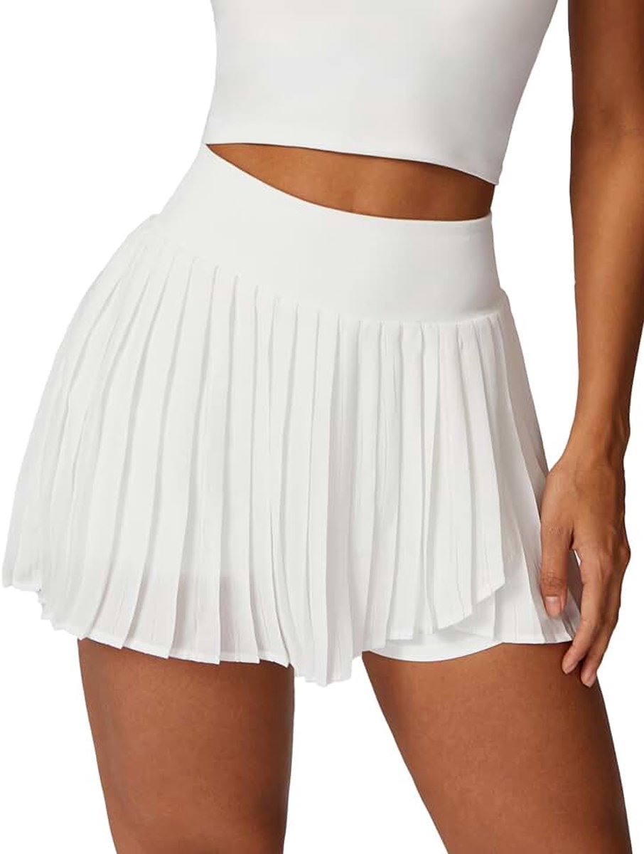 Tennisrok voor dames, met broek, geplisseerd, sportrok, golfrok, tennis, skort, sport, looprok met 1 zak, workout en hardlopen, minirok - S-XL