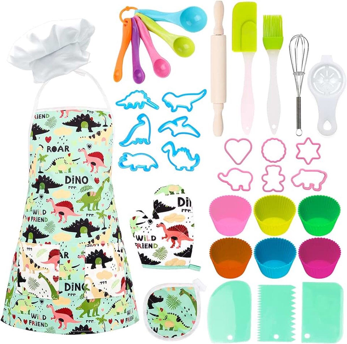 Kinderen Bakken Set, Kids Schorten om te Koken, 35 Stuks Kids Bakken Set voor Kinderen voor Jongens en Meisjes 3 4 5 6 7 8