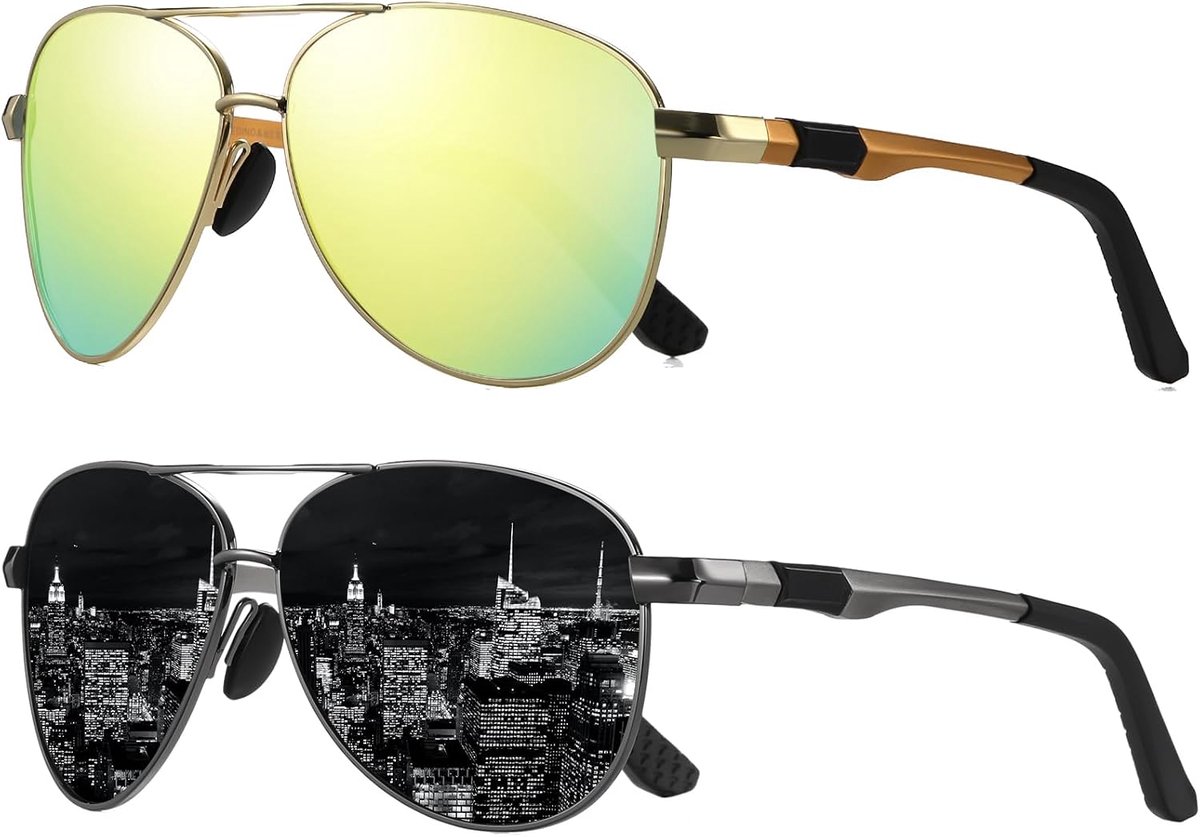 Zonnebril Gepolariseerd Voor Heren en Dames Ultralicht Metalen Frame Pilotenzonnebril UV400 Bescherming