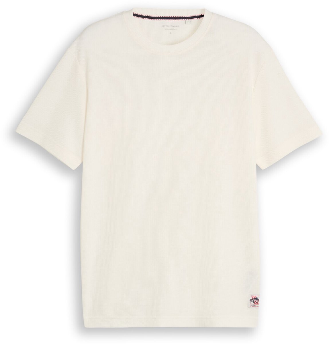 Tom Tailor - T-shirt met wafelstructuur - Maat L - Gardenia White