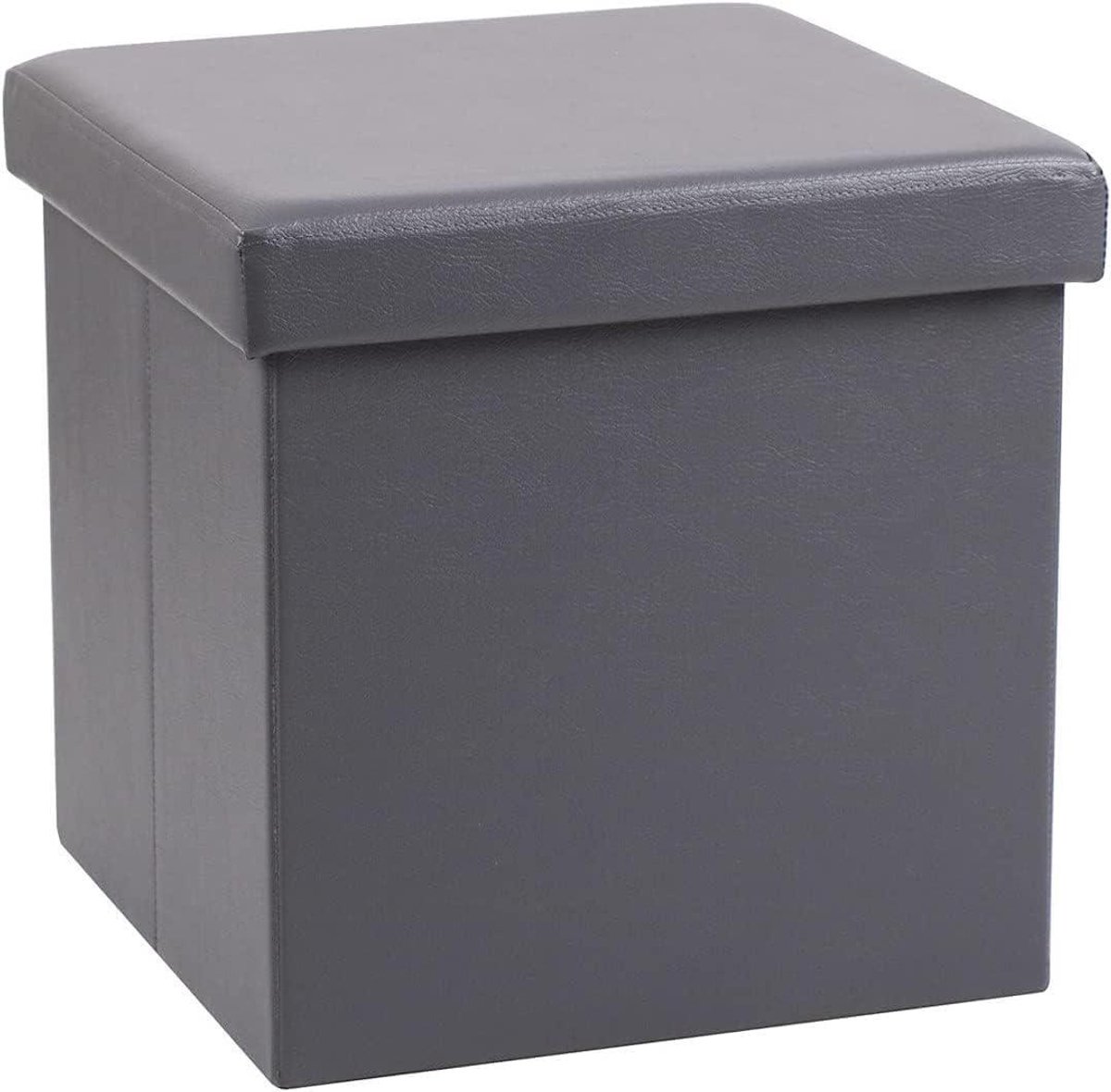 Opbergpoef - Zetel Kubus - Ruimte Organiseren - Opvouwbaar Ontwerp - 37.5x37.5x37.5cm - Lichtgrijs