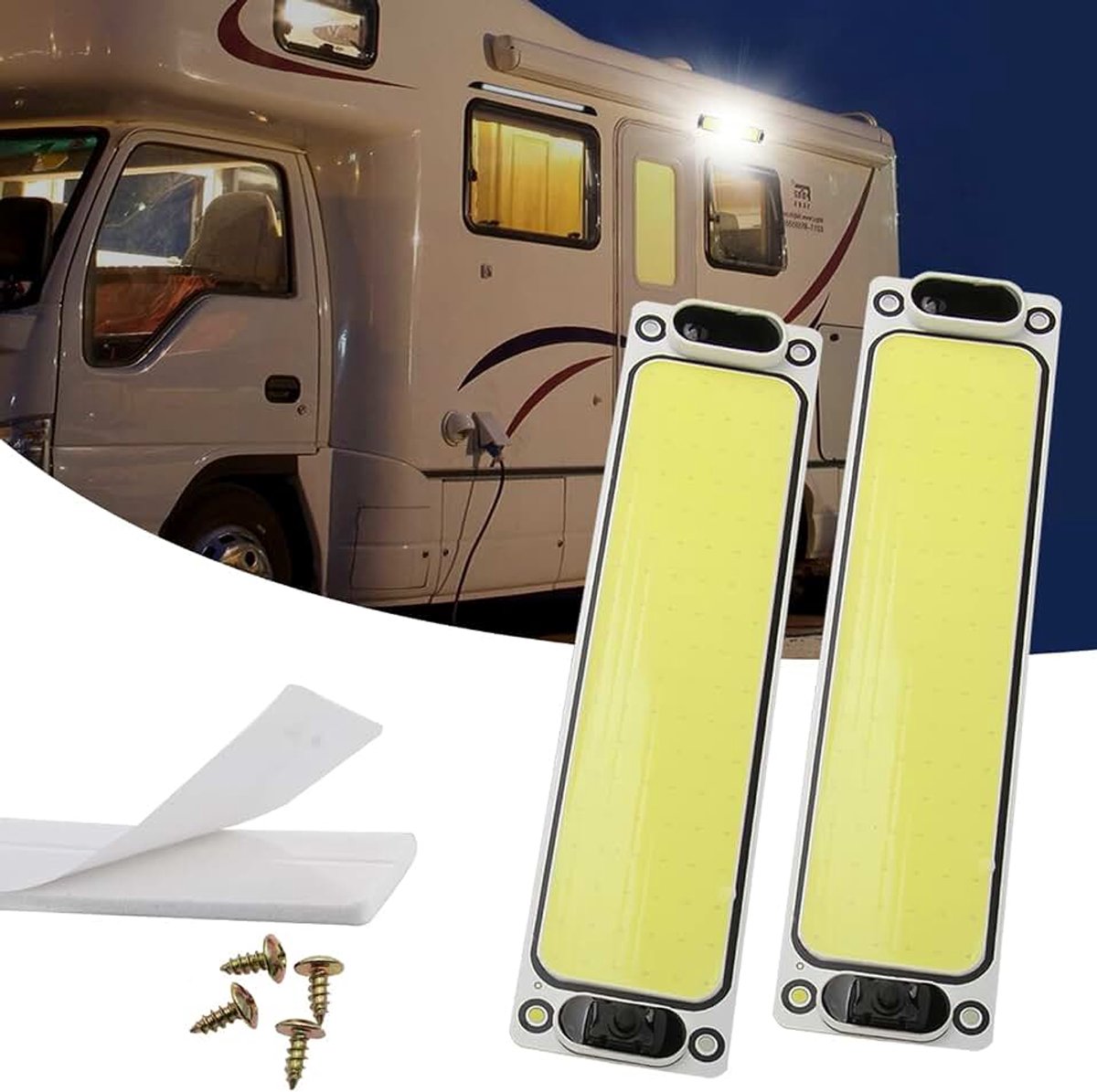 12-24V Auto LED Interieur Verlichting, 108 LED Universele COB RV Plafond Daklichten Strip Licht met AAN/UIT Schakelaar, 6000K Witte Lamp voor Camper Cargo Auto RV Van Truck Camper Camper