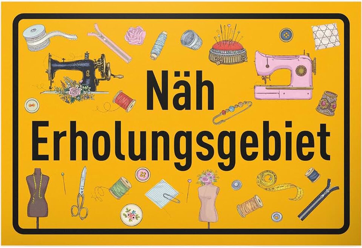 Naderingsgebied - kunststof bord 30 x 20 cm - feestdecoratie naaien verjaardagskaart cadeau-idee - vrouwen naaikamer naaimachine vriendin verjaardagscadeau verjaardagscadeau verjaardag