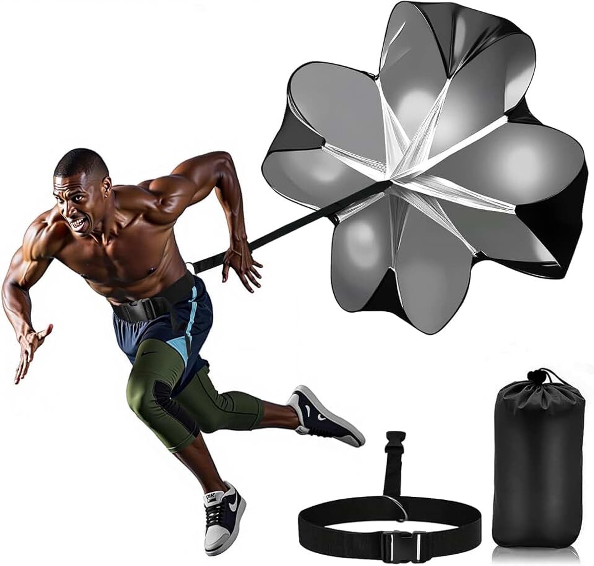 56 inch voetbal parachute sprinten weerstandsscherm trainingsaccessoires voor snelheidstraining bij sprintsporten zoals hardlopen, voetbal en rugby