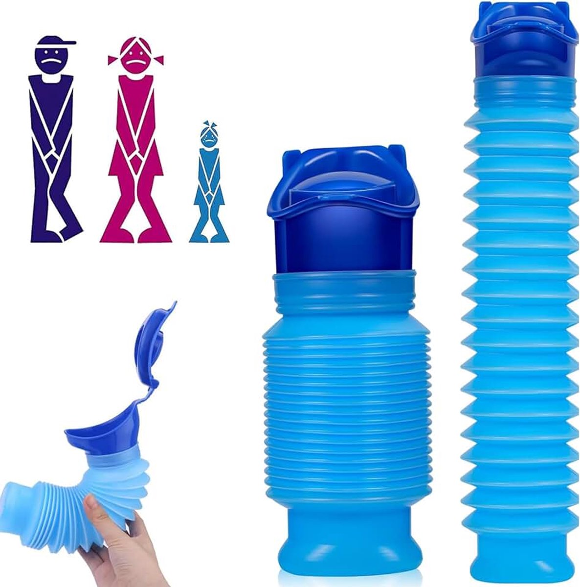 2 stuks draagbare urinoirurinoirs, 750 ml urinolessen voor mannen, draagbare mobiele urineflesje potje pipi urineflesje auto noodreis urinella voor kamperen wandelen