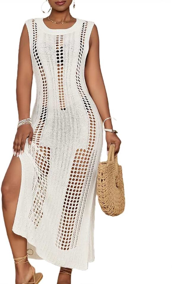 Gehaakte Strandbedekking Ups Voor Vrouwen Mouwen Badpak Coverups Hol Zomer Gebreide Bikini Beachwear