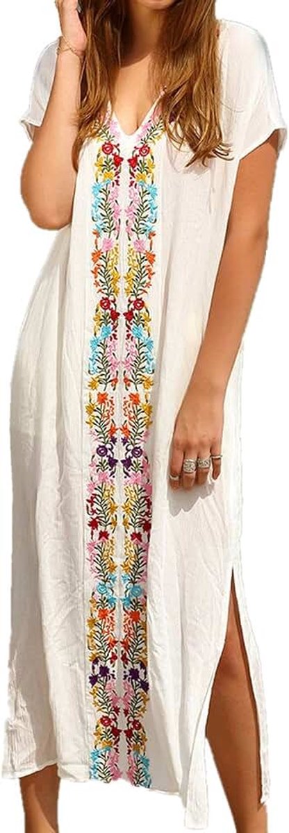 Maxi-damesjurk voor op het strand, lange kaftan, kimono, zwemkleding, cover-ups in grote maten, pareo's