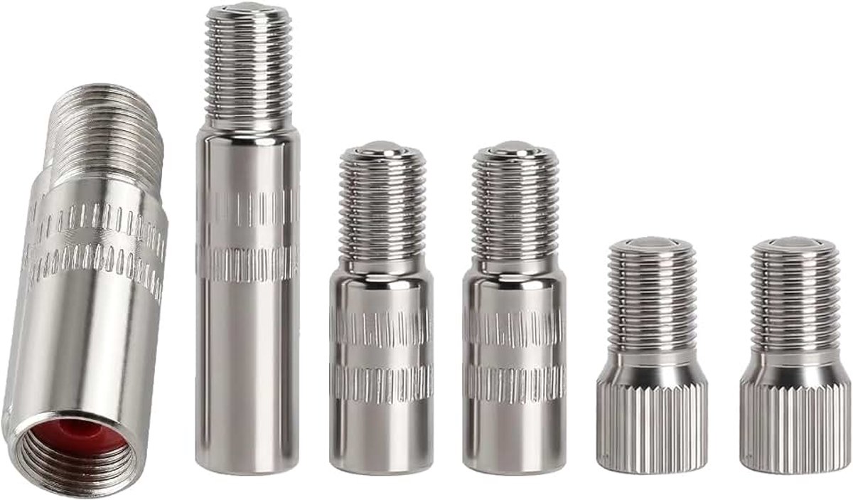 6 stuks ventielverlenging, autoventiel, 19, 27, 39 mm, autoventielverlenging, rechte bandventielverlenging, koperen ventielverlenging, bandenventieladapter voor auto, e-scooter, racefiets, vrachtwagen