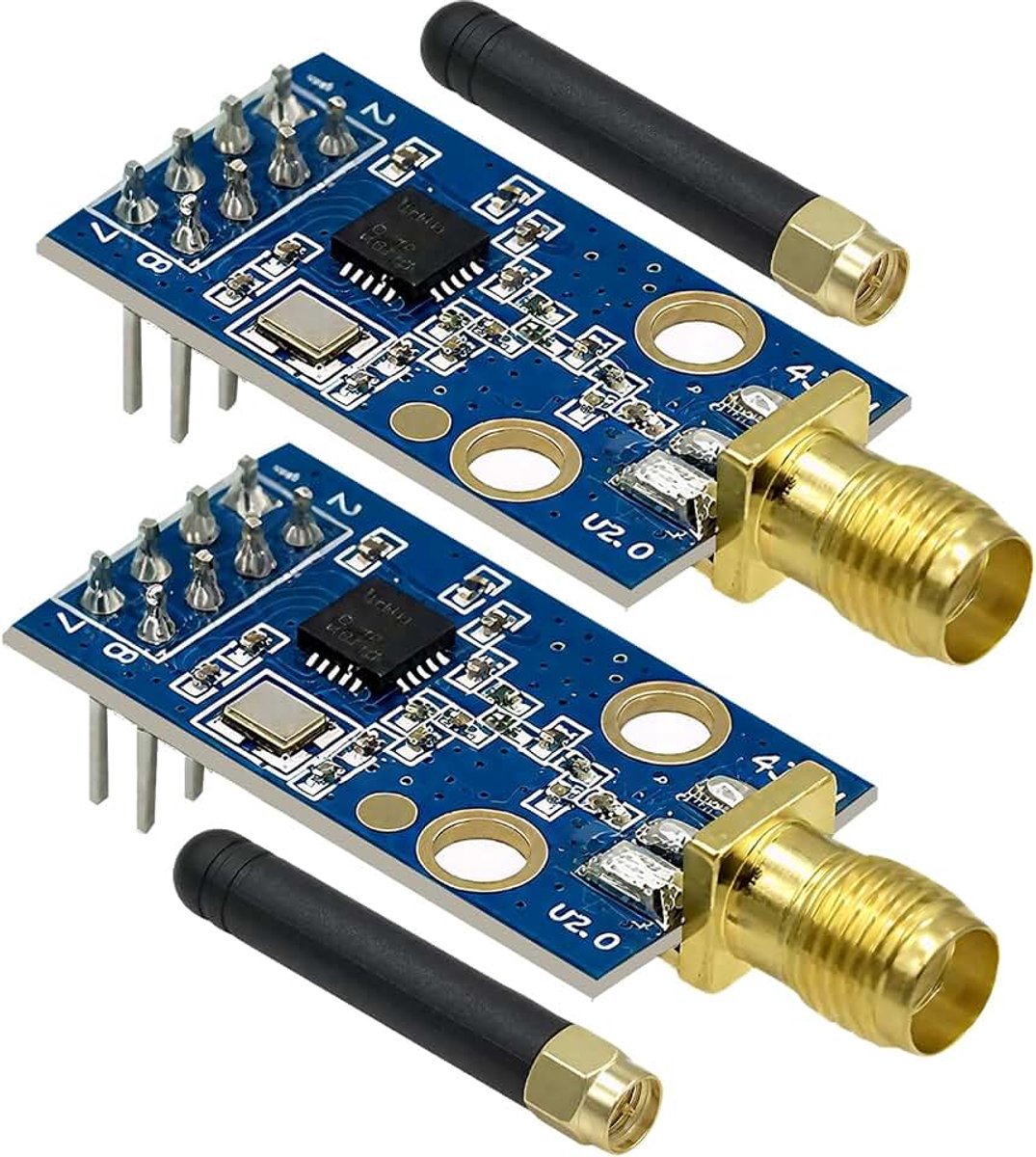Radiomodule met SMA antenne Binghe 2 stuks CC1101 433M zender ontvanger module met SMA en antennestaaf DC 1.9-3.6V SPI-interface compatibel met Arduino