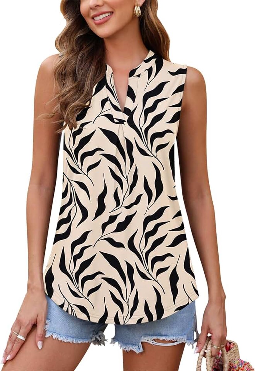 Zomerhemd voor dames, hemdje, V-hals, casual, mouwloos shirt