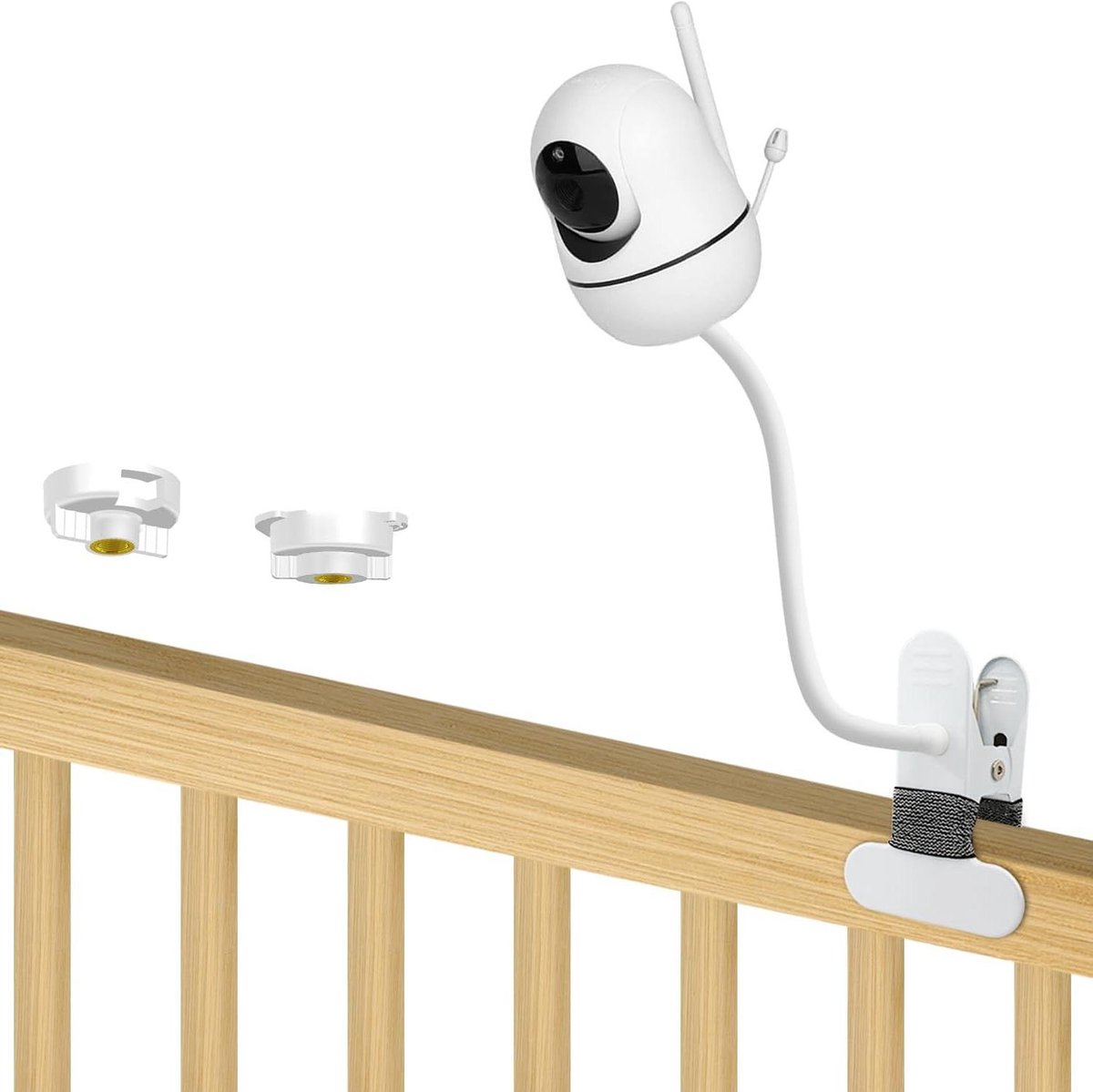 Flexibele camerahouder - Babyfoon houder - Babykamer bewaken - Klembevestiging - 2 stuks - Wit