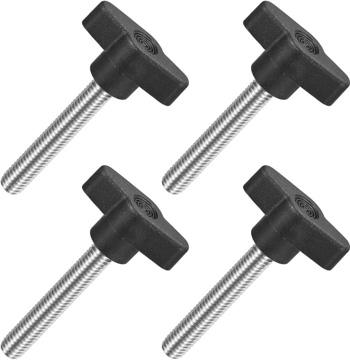 4 stuks T-vleugelgrepen met vlinder, spanknop schroef M8 x 50 mm buitendraad schroeven roestvrij staal 304 handvat 36 mm diameter voor reservegreep, zwart