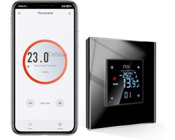 Zigbee Smart Thermostaat 2.4G WiFi Inbouwmontage met Kristalglas Paneel Digitaal Kamerthermostaat Compatibel met Alexa/Google Home/Smart Life/Tuya APP, Zwart