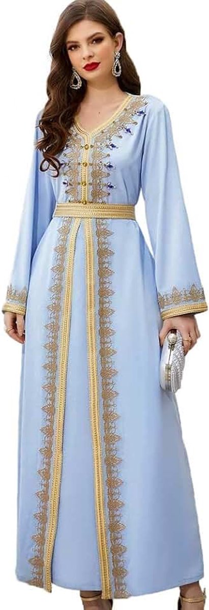 Morandiblue Handmade Bead Abaya Dress for Women Dubai Sadui Moroccan Occasion Dress XL