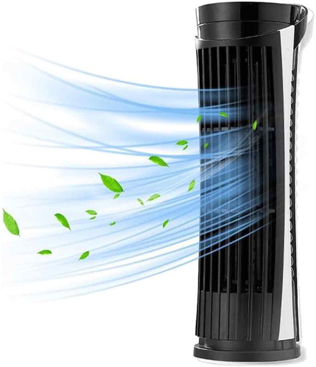 Minidraagbare USB-ventilator - Zwart - Torenventilator - 7.5x26 cm - Bladloos