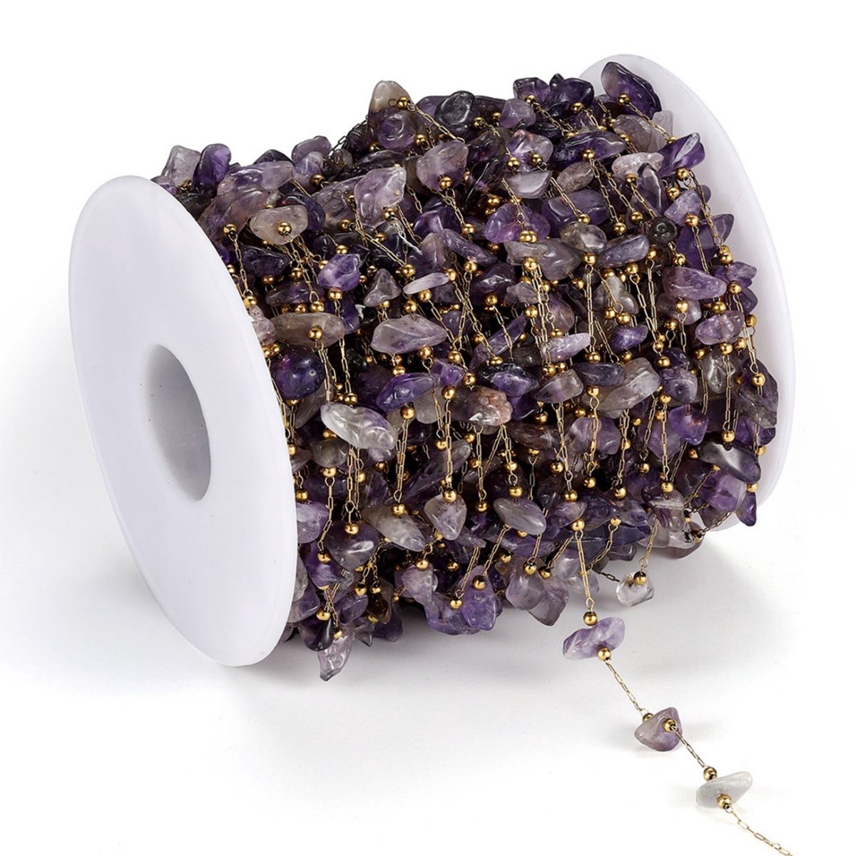 Roestvrijstalen stenen ketting - 100 cm - Kettingaccessoire met kiezels - Metalen ketting - Onregelmatige metalen ketting met kiezels - DIY brillenketting - Geschikt voor het maken van mode-sieraden, kettingen, armbanden en enkelbandjes