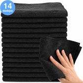 Microvezel vaatdoekjes - 14 stuks - 30x30cm - Geschikt voor raam en ruiten - Auto poetsen - Poetsdoek - Microfiber - Droogdoek schoonmaak - Zwart - LUFT