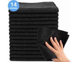 Microvezel vaatdoekjes - 14 stuks - 30x30cm - Geschikt voor raam en ruiten - Auto poetsen - Poetsdoek - Microfiber - Droogdoek schoonmaak - Zwart - LUFT