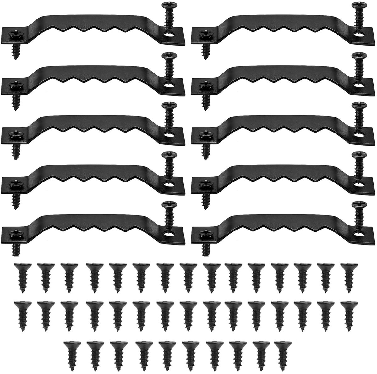 20 stuks verlengingen zaagtand beeldhangers, metalen beeldhangers met schroeven, lijsthanger voor zware schilderijen, doeken, klokken en knutselartikelen (verlenging, zwart)
