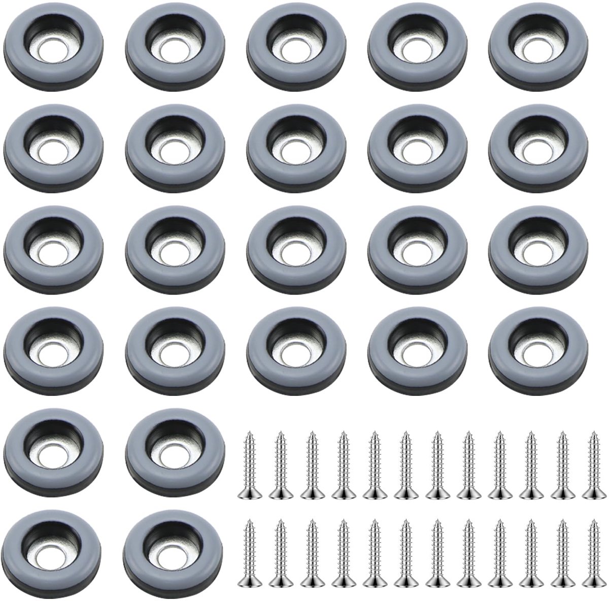 24 stuks teflonglijders om te schroeven, Ø 19 mm, meubelglijders (rond, zwart) met 24 roestvrijstalen PTFE-schroeven voor effectieve bescherming van je meubels, stoelen en vloeren