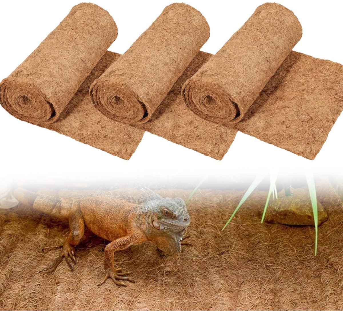 Knaagdieren, knaagtapijt, konijn, van 100% kokosvezelspaanders, hennepmat, knaagmat, biologisch afbreekbare kokosvezelmat voor hazen, hamsters, vloerafdekking, 3 stuks