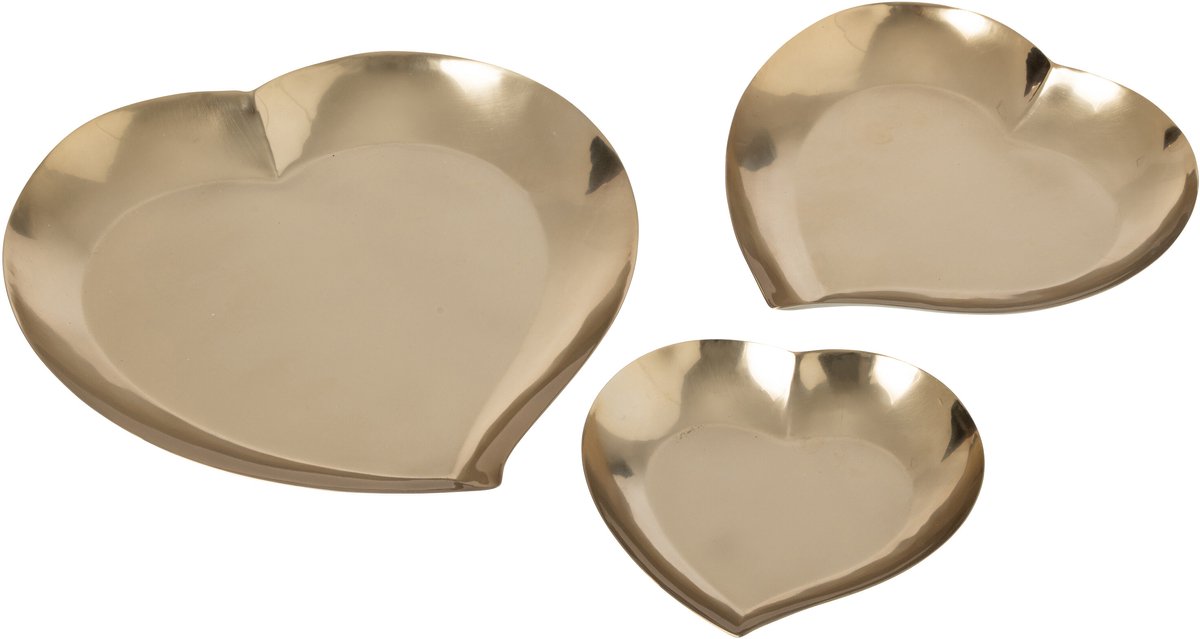 J-Line Decoratieve hartschalen - staal - goud - set van 3