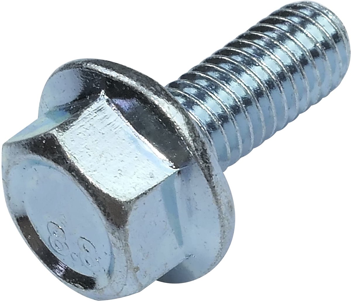 - C52318 - set van 10 - bouten - flensschroef met zeskantkop met kraag - M6x16mm - DIN 6921 - hardheid 8.8 - van verzinkt staal - montageschroeven