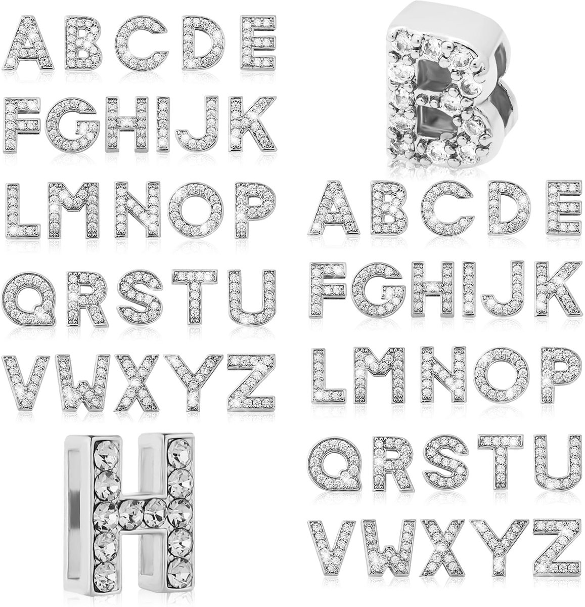 Strass Letterbedels, A-Z 8mm Volledig Schuifbare Alfabetletterbedels, Kristallen Alfabetsieraden voor Kettingen Chokers Polsbandjes Armbanden en Sieraden Maken