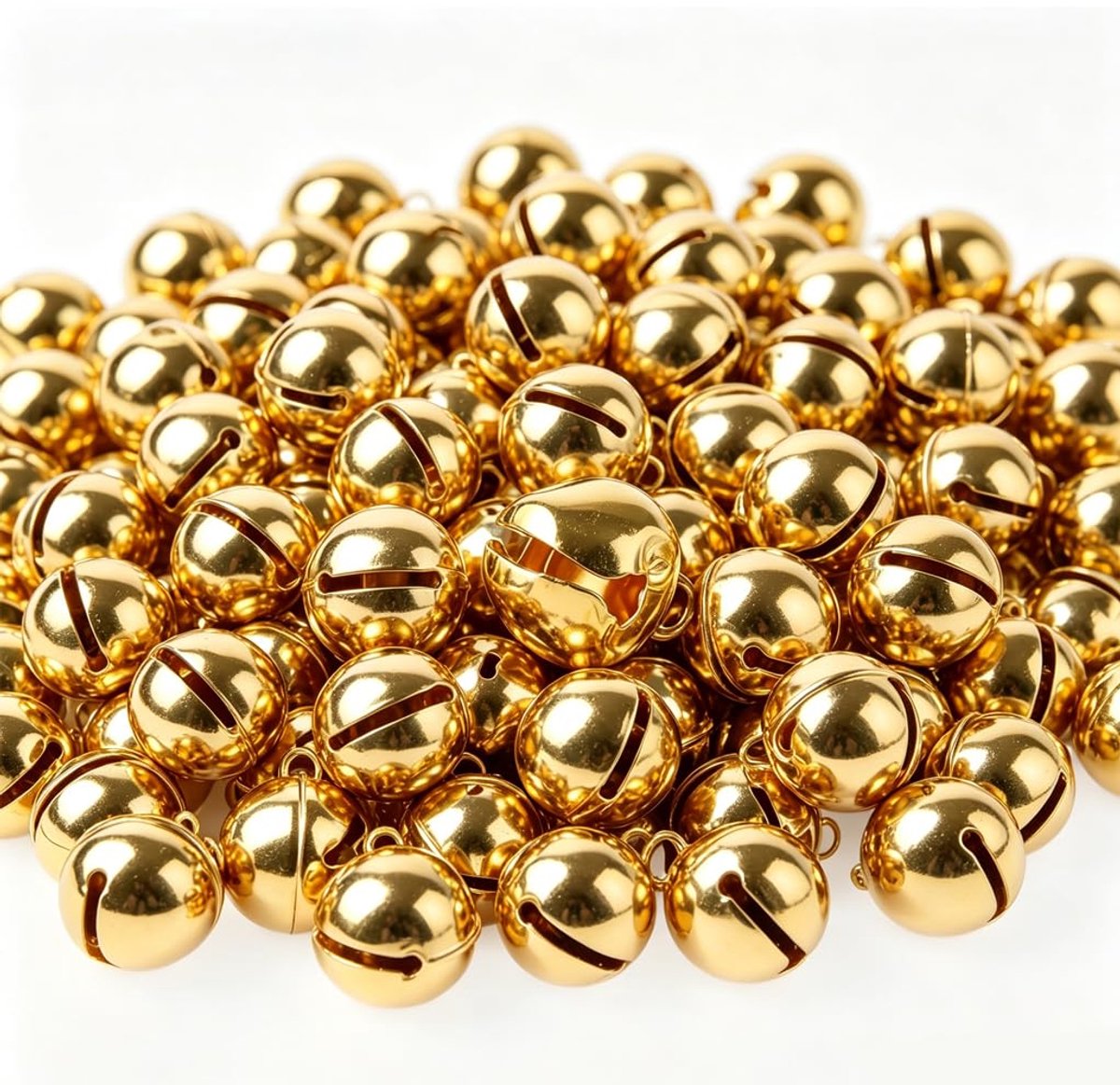 Belletjes om te knutselen, 6 mm, goud, kleine klokken van koper, metalen belletjes met oogje voor doe-het-zelf sieraden, knutselklokken, kerstklokken, decoratie, mini-klemmen, hangers