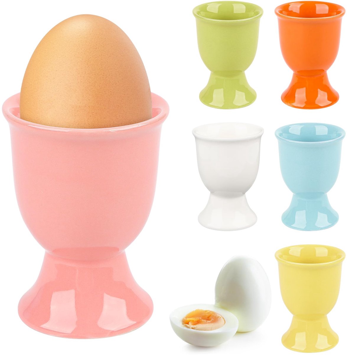 Eierdopjes, eierhouders, eierstandaard, porselein van keramiek, eierstandaard voor het ontbijt bij brunch en buffet, hard en zacht gekookte eieren