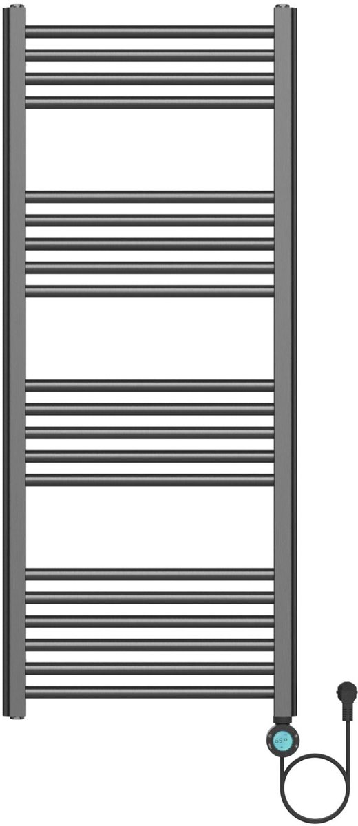 BELRAD elektrische radiator 1200x500 mm – 700W – gunmetal – digitale thermostaat – Smart WiFi – aansluiting rechts