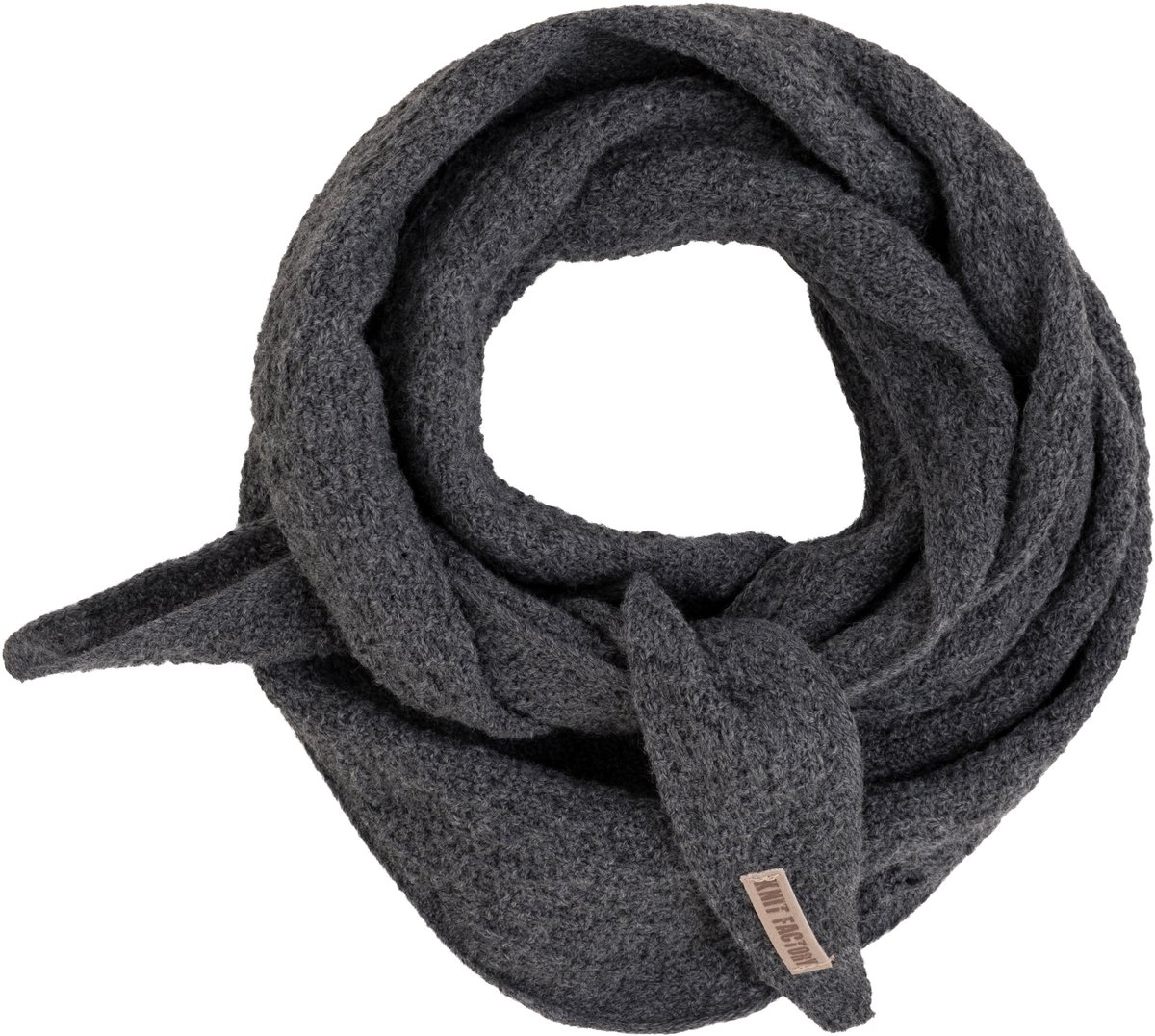 Knit Factory Yuna Mini Driehoeksjaal - Antraciet - 125x35 cm