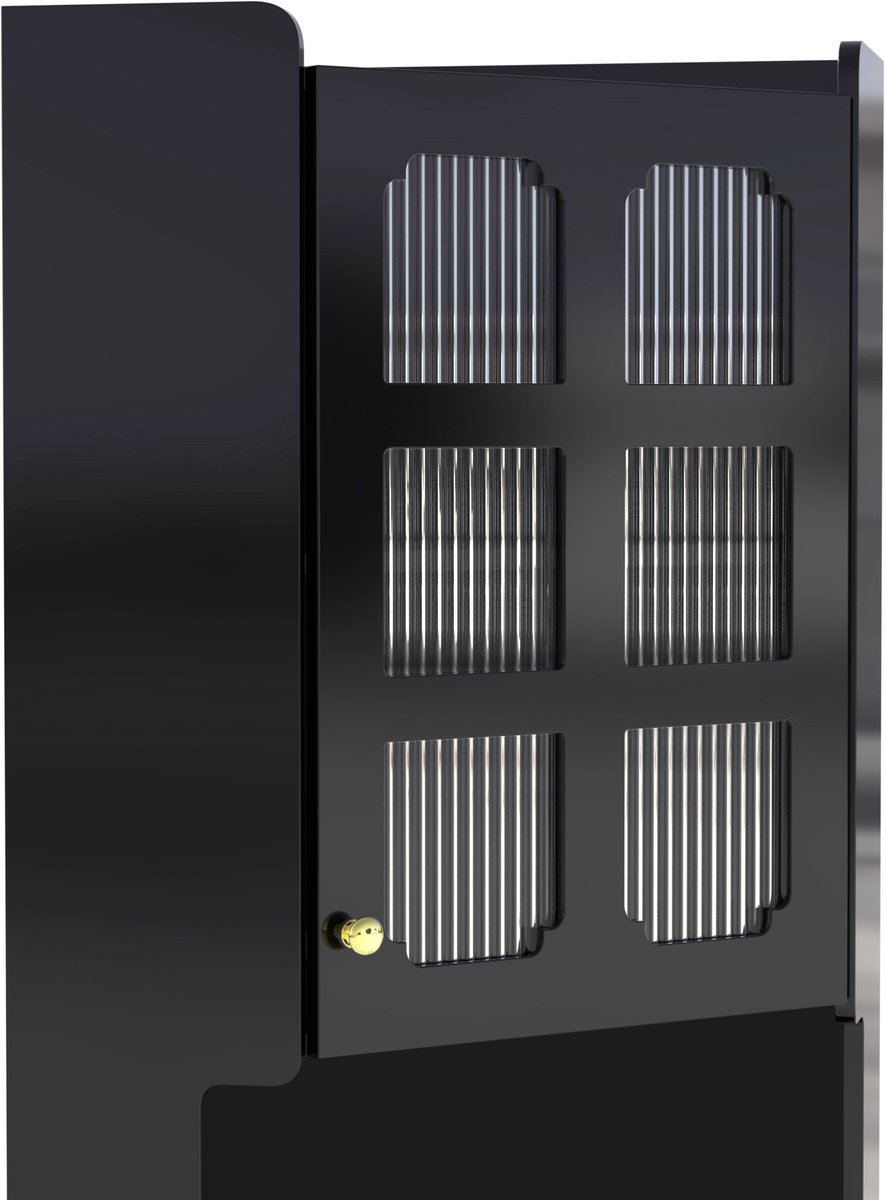 Schwarzer LED-Eckspeicherschrank - Multifunctioneel Design met App-gestuurde Verlichting - Hoogglansfinish - Eettafel Opbergmogelijkheden