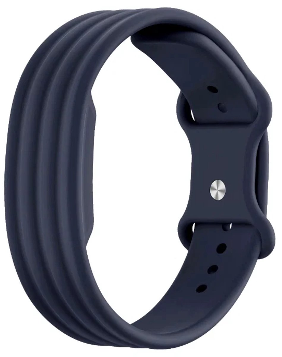 Bandz Siliconen sport bandje geschikt voor Fitbit Air - Middernacht Blauw