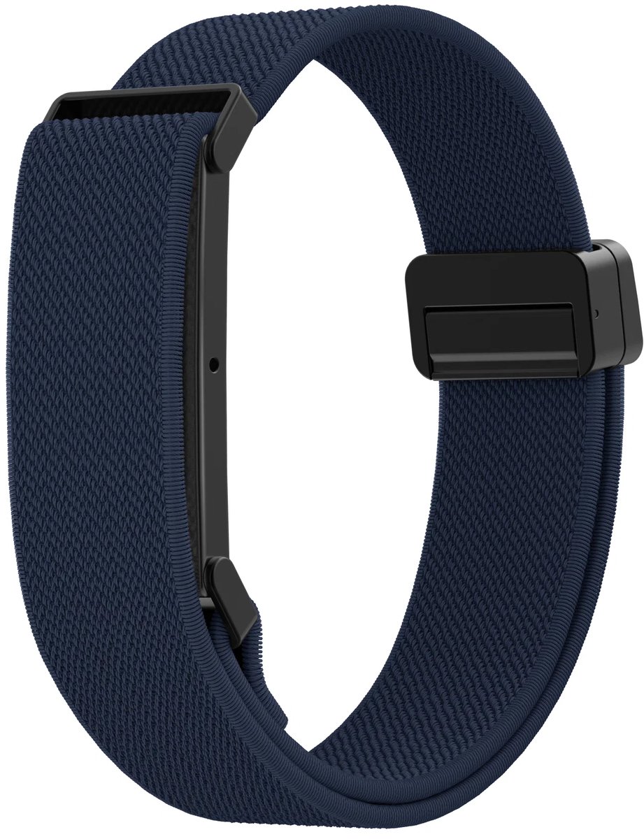 Bandz Nylon Bicep bandje met magnetische aansluiting geschikt voor Fitbit Air - Donkerblauw