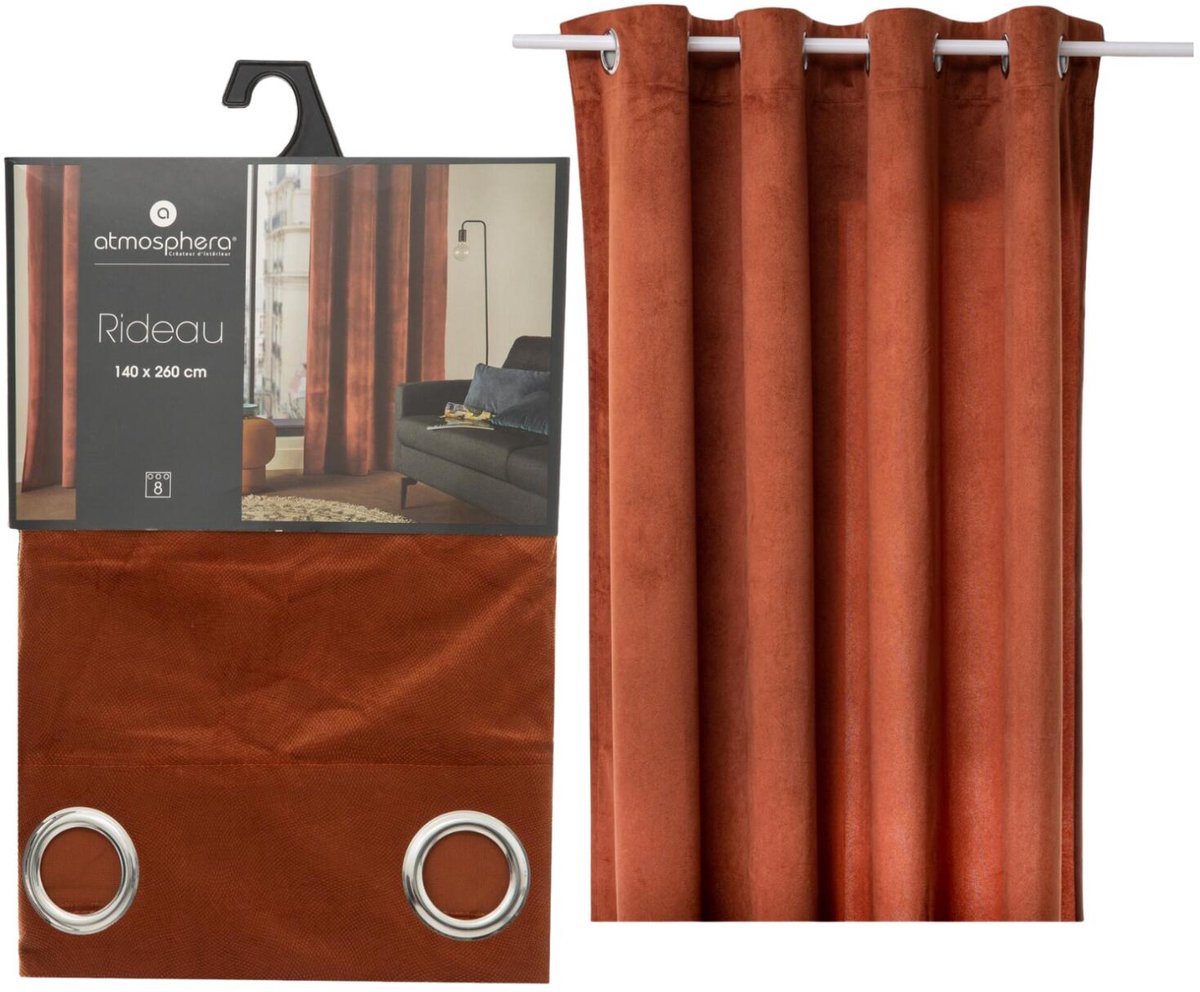 Atmosphera gordijn lilou - 2x - L260 x B140 cm - terracotta - polyester - met ringen