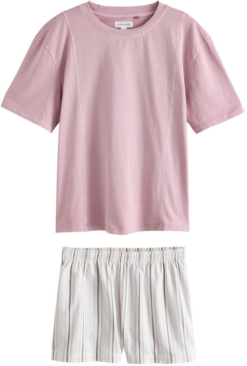 Next Dames - Korte geweven pyjama met strepen - Paars